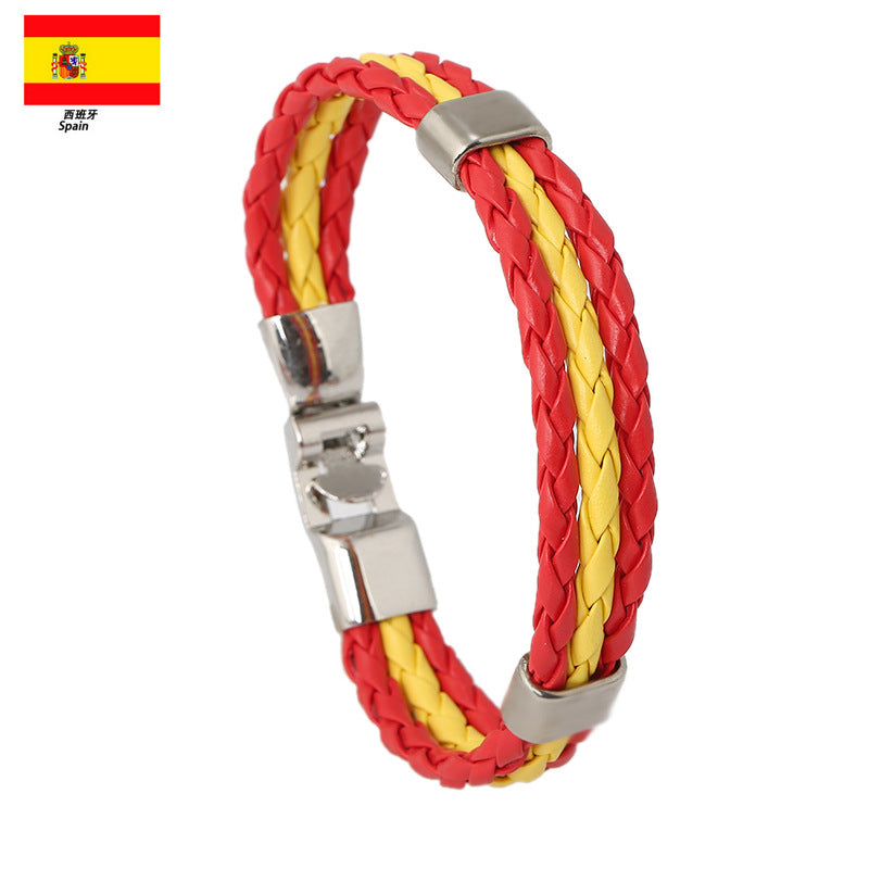 Pulsera de cuero de cuero de cuero de colores al por mayor de la bandera tejida
