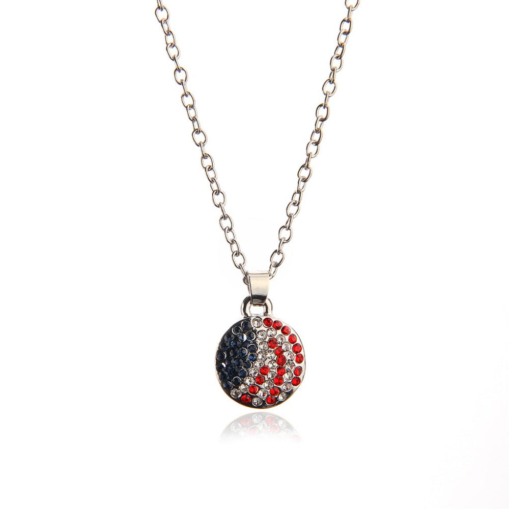 Wholesale Fashion Round Pentagram Star Rectangular American Flag Necklace