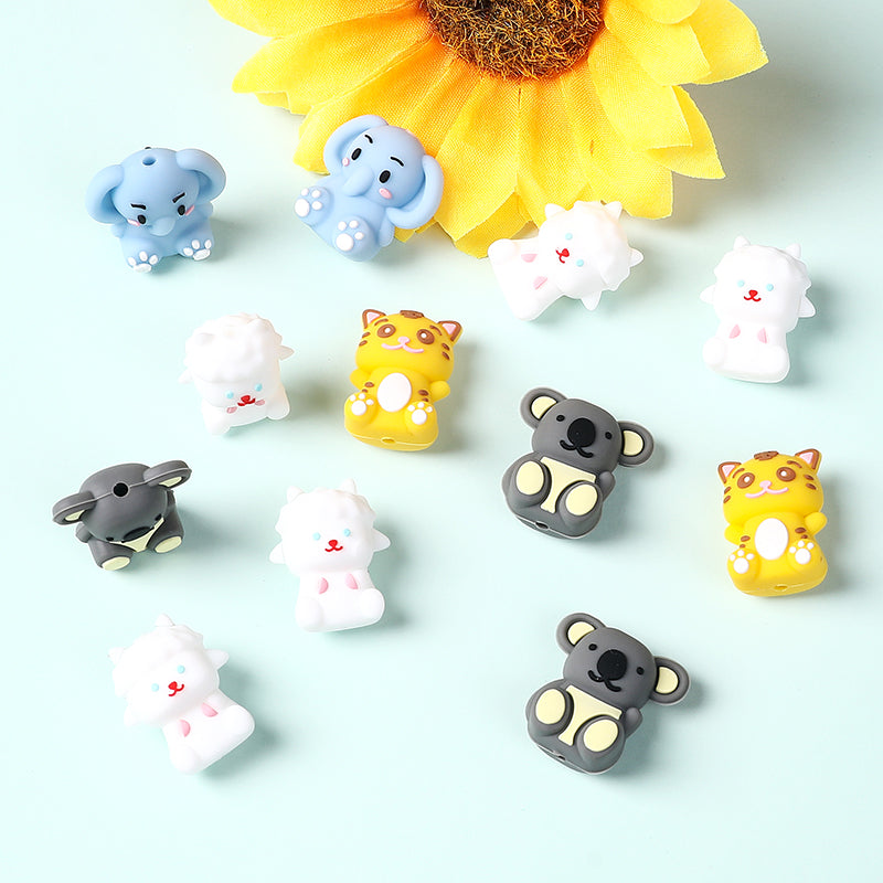 Wholesale 20pcs Cartoon 3D Cute Animals Silicone Beads
