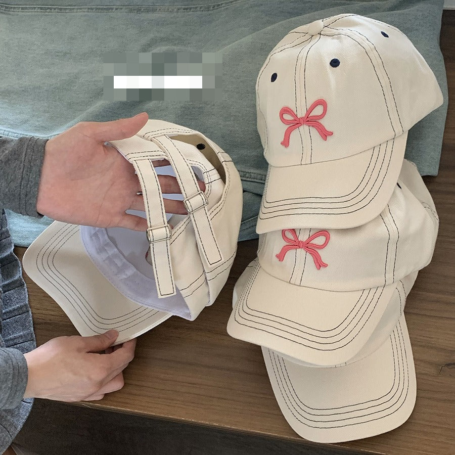 Wholesale Bowknot Summer Sweet Cute Embroidered Soft Top Baseball Cap