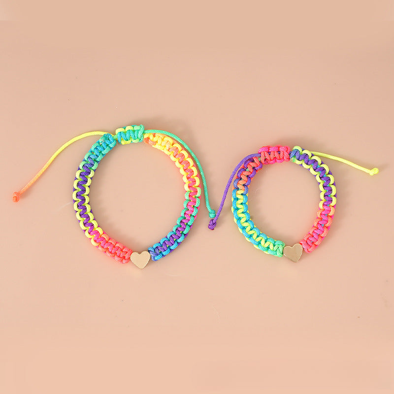 Wholesale Colorful Rope Parent-child Love Rainbow Bracelet
