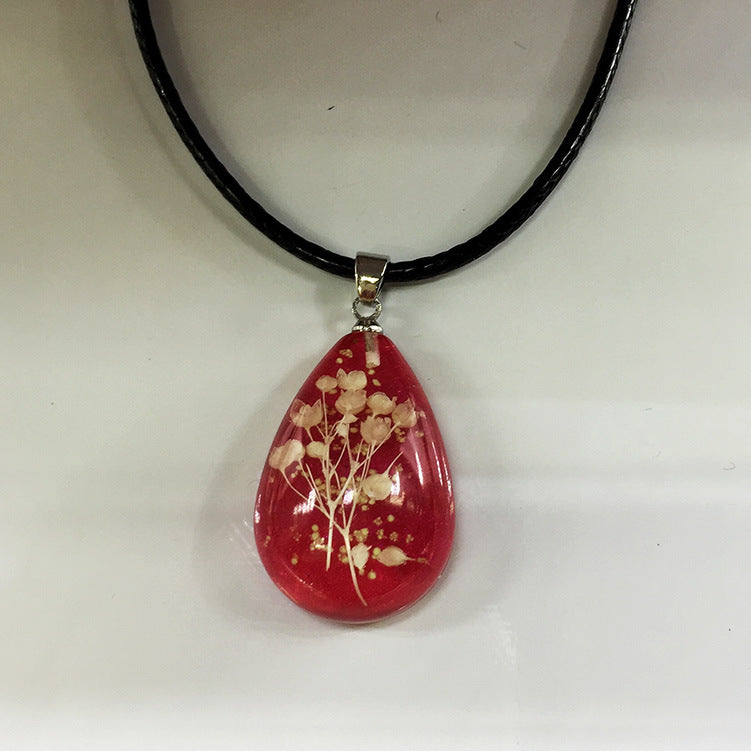 Wholesale 6pcs Gypsophila Dried Flower Resin Epoxy Luminous Pendant Necklace