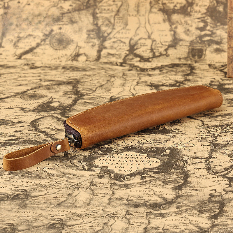 Wholesale Genuine Leather Simple Pen Storage Bag