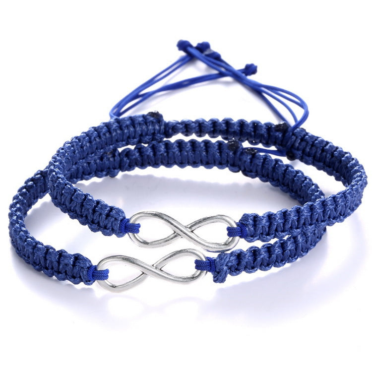 Wholesale Hand woven blue adjustable eight character bracelet