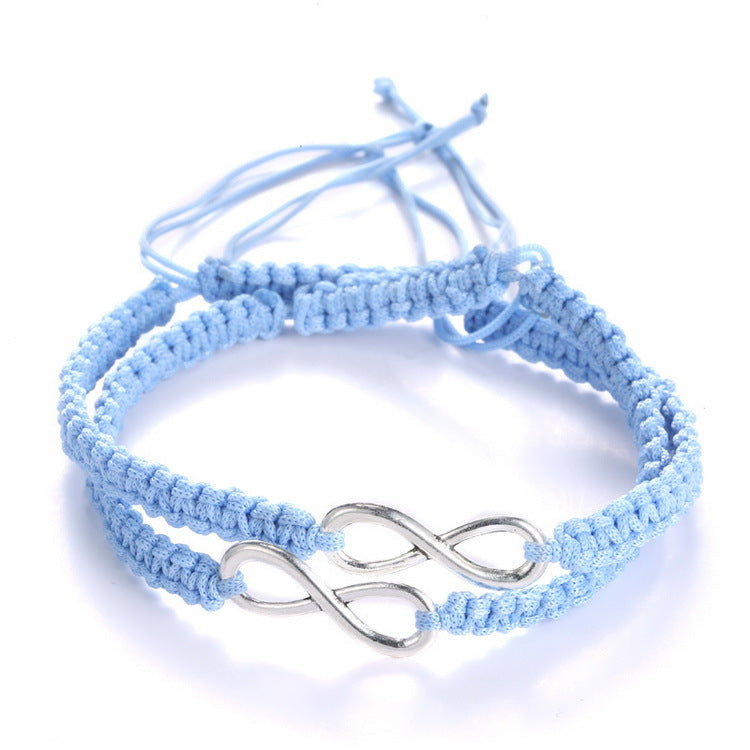 Wholesale Hand woven blue adjustable eight character bracelet