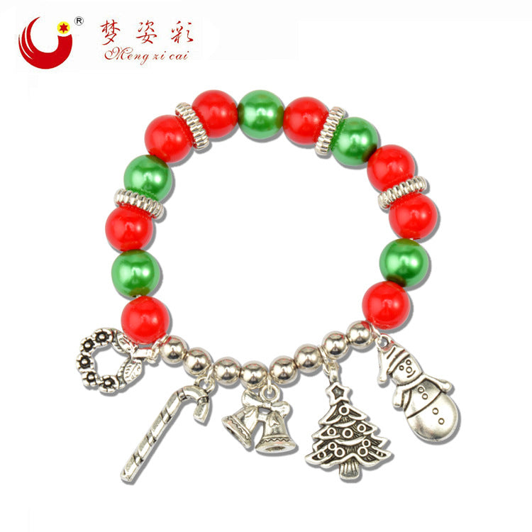 Wholesale  12pcs/pack Christmas Snowman  Beaded Bracelet