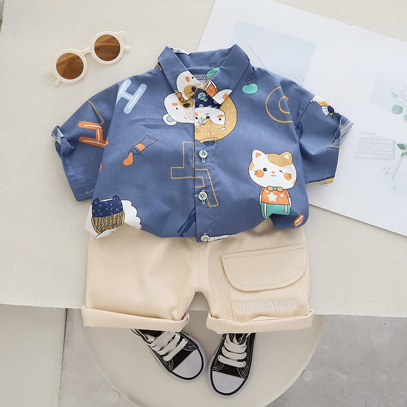 Wholesale of Boys' Cotton Shirts and Shorts Sets