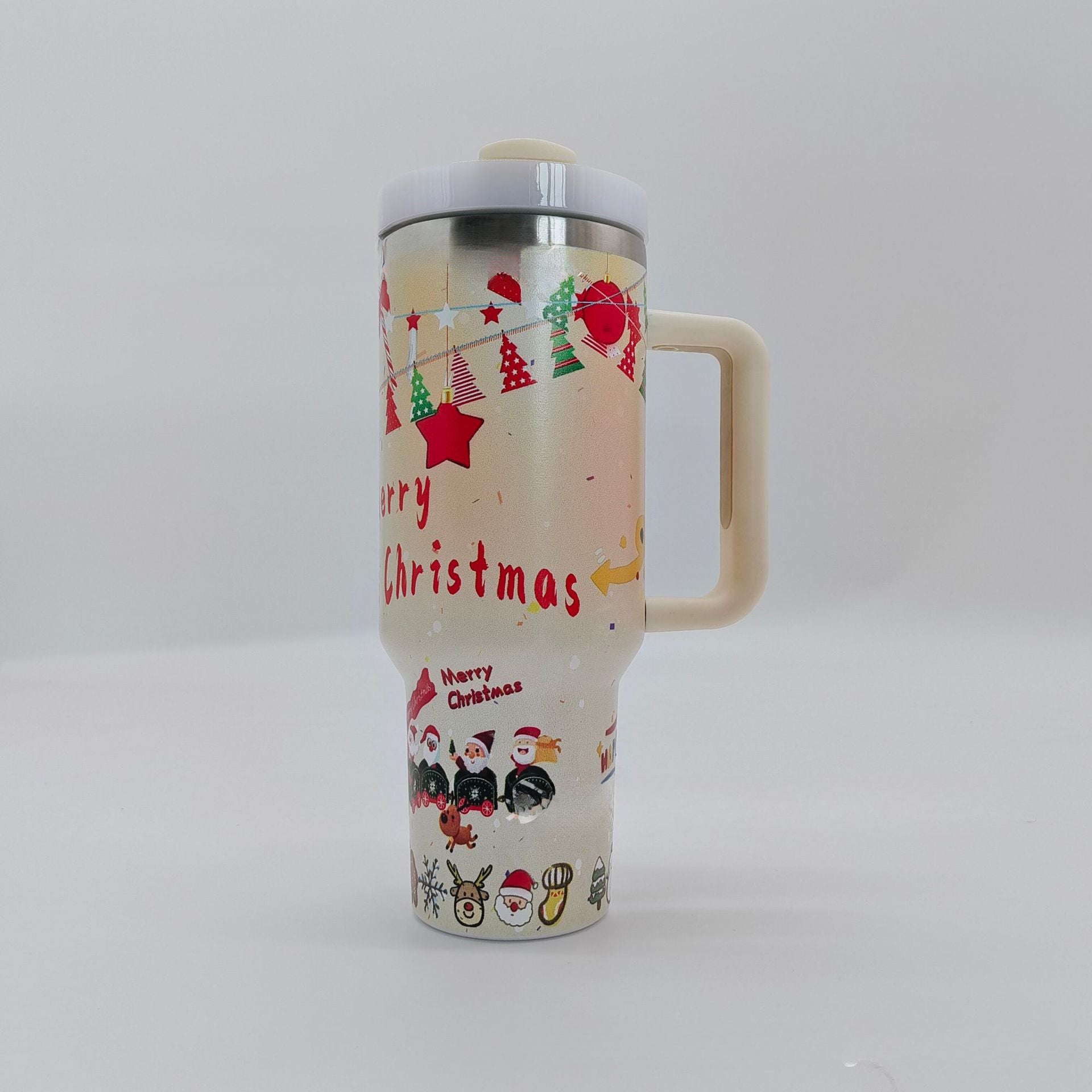 Wholesale Tumbler Christmas Stainless Steel Printed Car Straw Water Cups Ice Bullies Cup