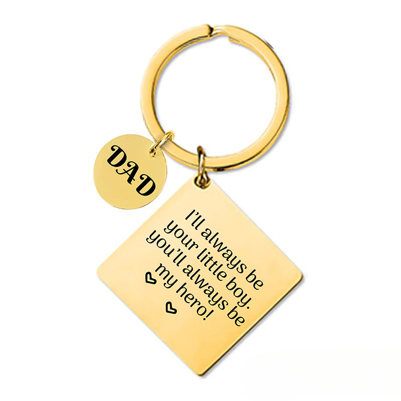 Wholesale Square Hanging Tag Engraved Metal Keychains