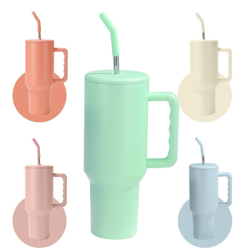 Wholesale 40oz Thermal Sublimation Handle Cup Large Capacity Stainless Steel Straw Ice Cup