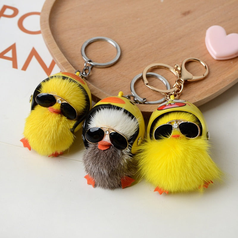 Wholesale Mini Yellow Duck Fur Keychains