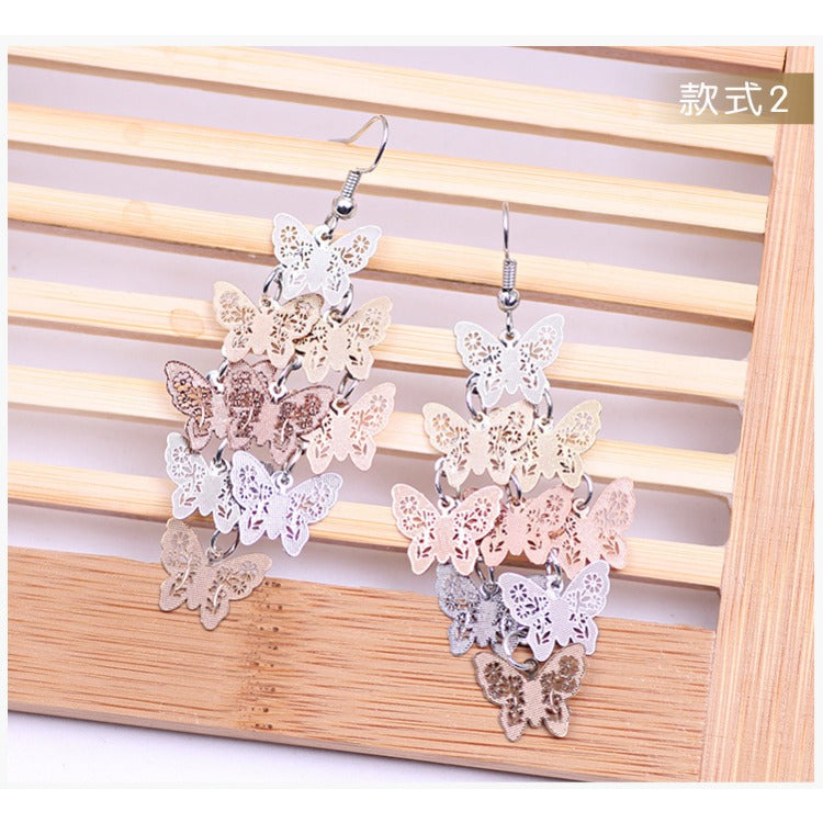 Wholesale Fashionable Temperament Butterfly Colorful Small Nine Pieces of Earrings