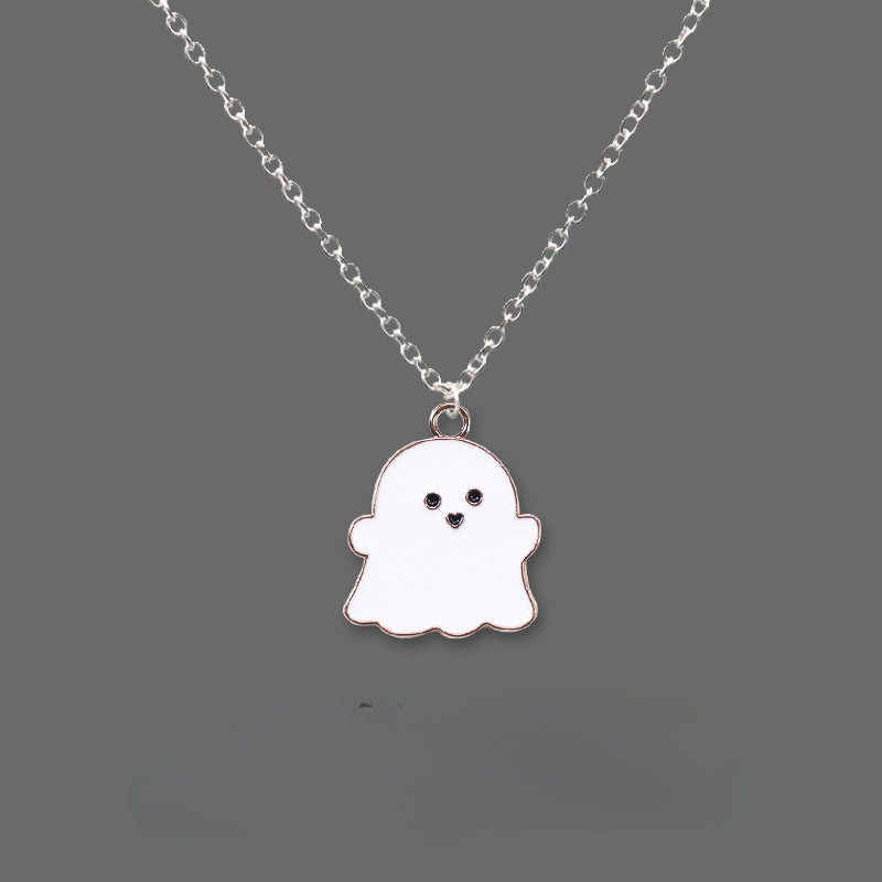 Wholesale Halloween Black and White Ghost Necklace