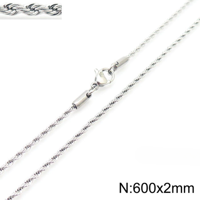 Wholesale Thick and Thin Steel Color Men and Women Titanium Steel Twist Chain Necklaces