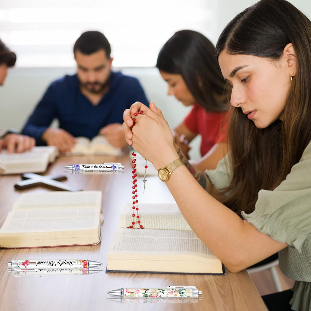 Wholesale 15pcs Inspirational Bible Verses Plastic Round Pen Body for Office and Gift