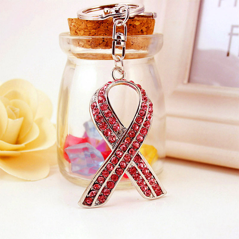 Wholesale Diamond Ribbon Zinc Alloy Keychain