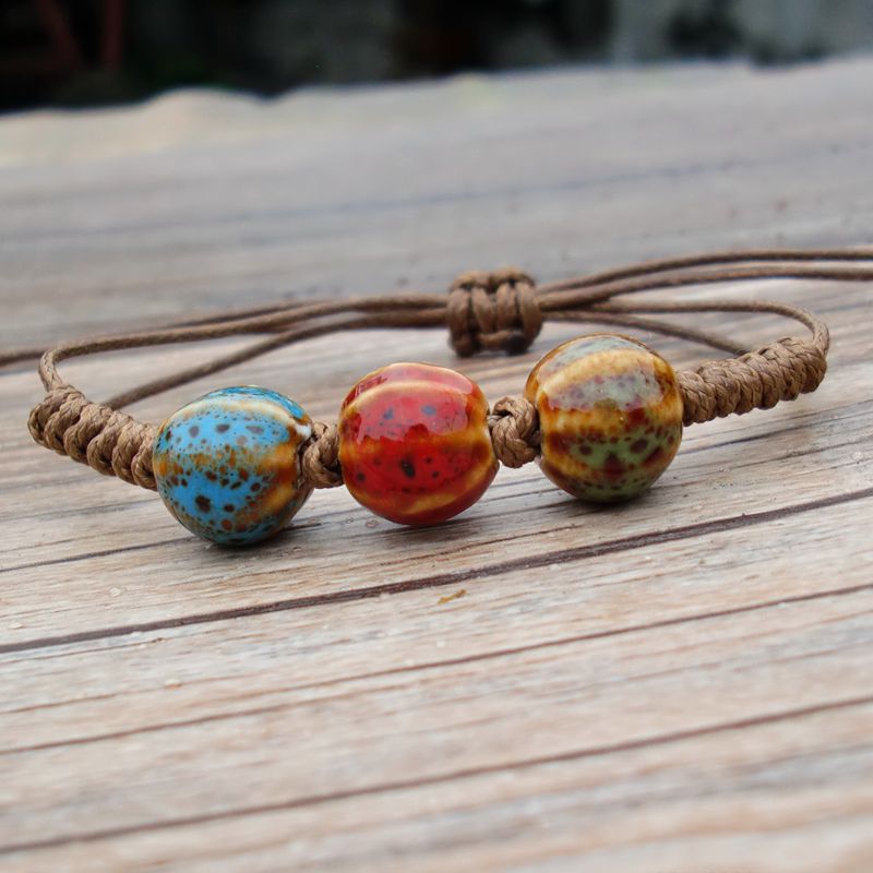 Brazalete de cuentas de cerámica tejida al por mayor