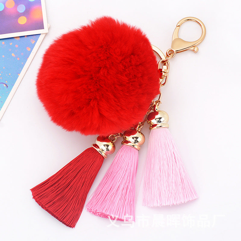 Wholesale Creative New Plush Ball Tassel Pendant Wholesale Plush Keychains