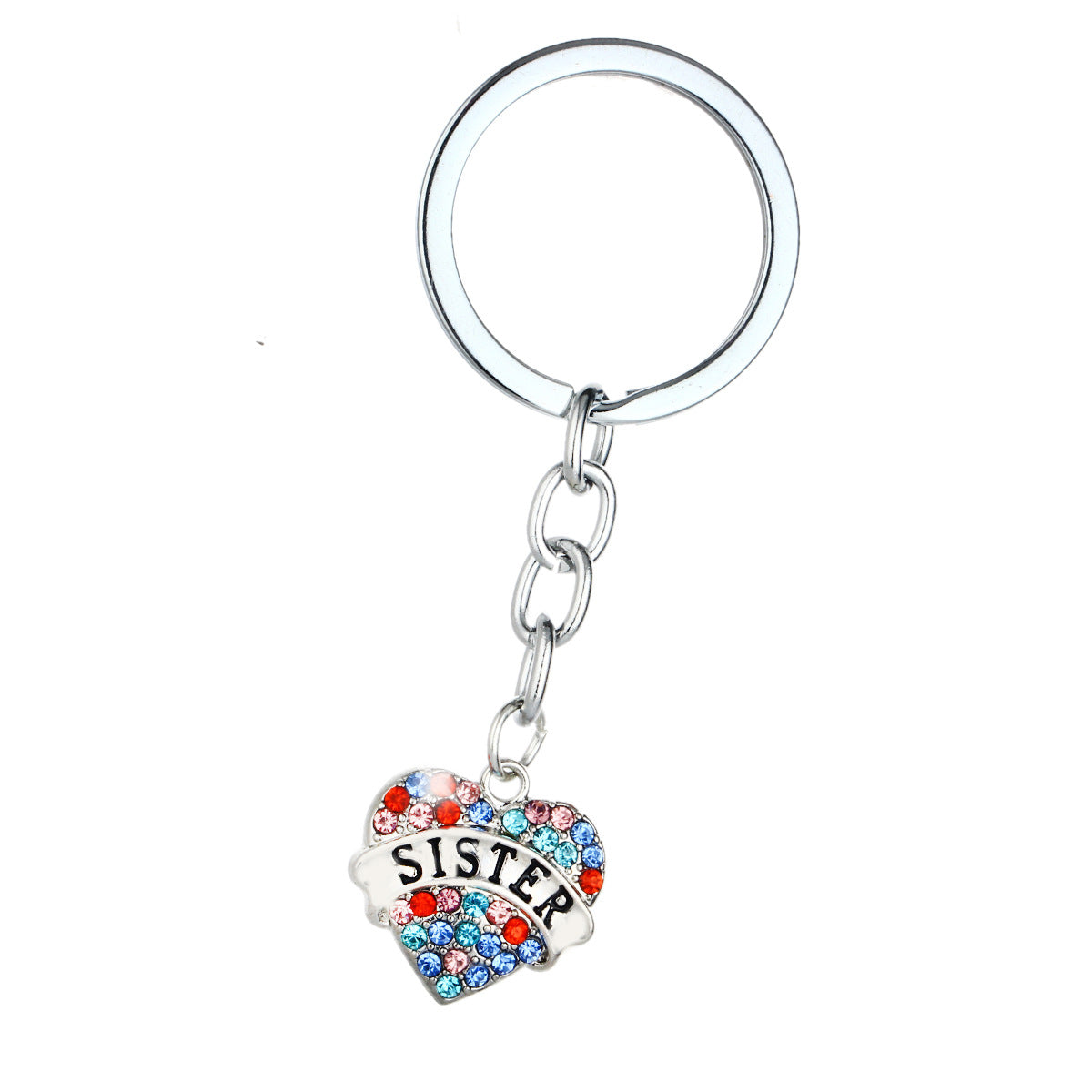 Wholesale Mother's Day Alloy Heart Inlaid Diamond Engraved Keychains
