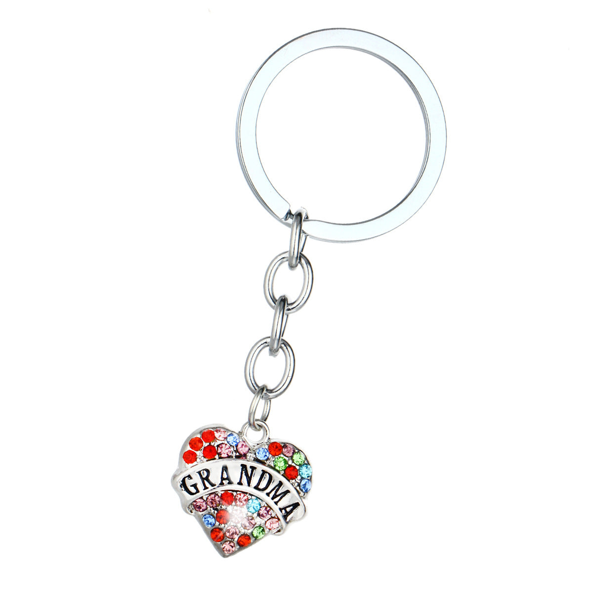 Wholesale Mother's Day Alloy Heart Inlaid Diamond Engraved Keychains