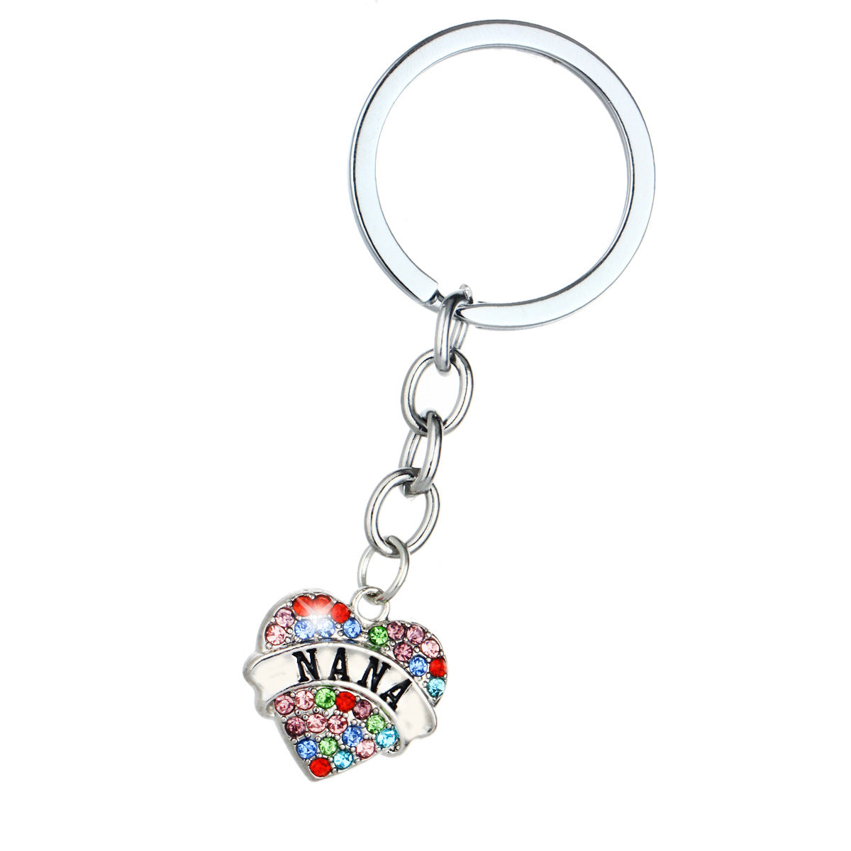 Wholesale Mother's Day Alloy Heart Inlaid Diamond Engraved Keychains