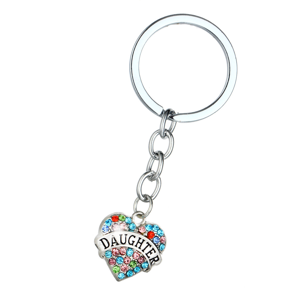Wholesale Mother's Day Alloy Heart Inlaid Diamond Engraved Keychains