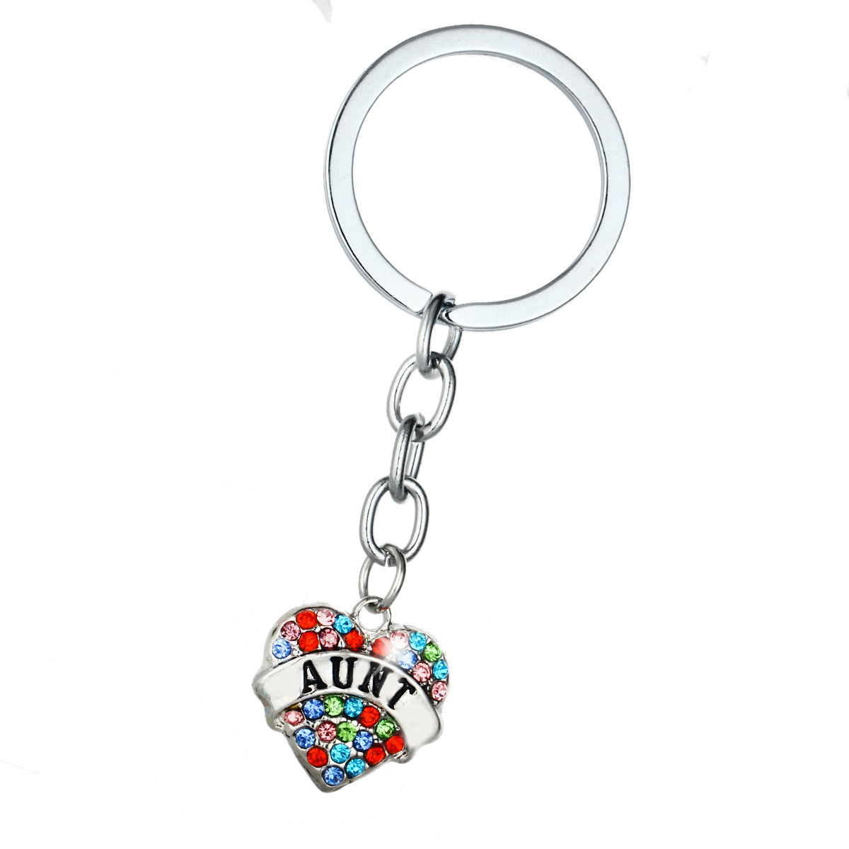 Wholesale Mother's Day Alloy Heart Inlaid Diamond Engraved Keychains