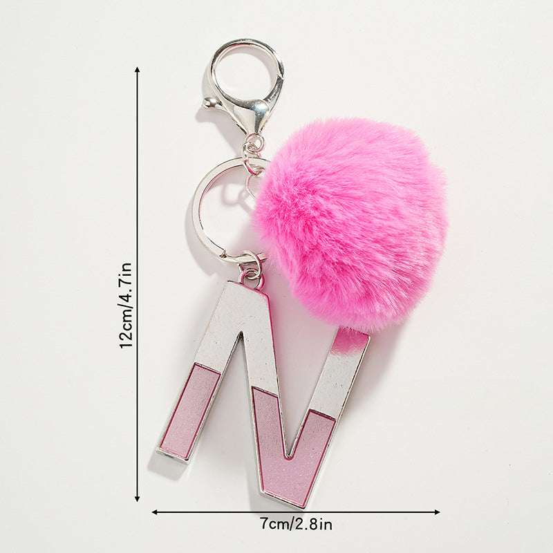 Wholesale Pink Ball Letter Metal Keychain