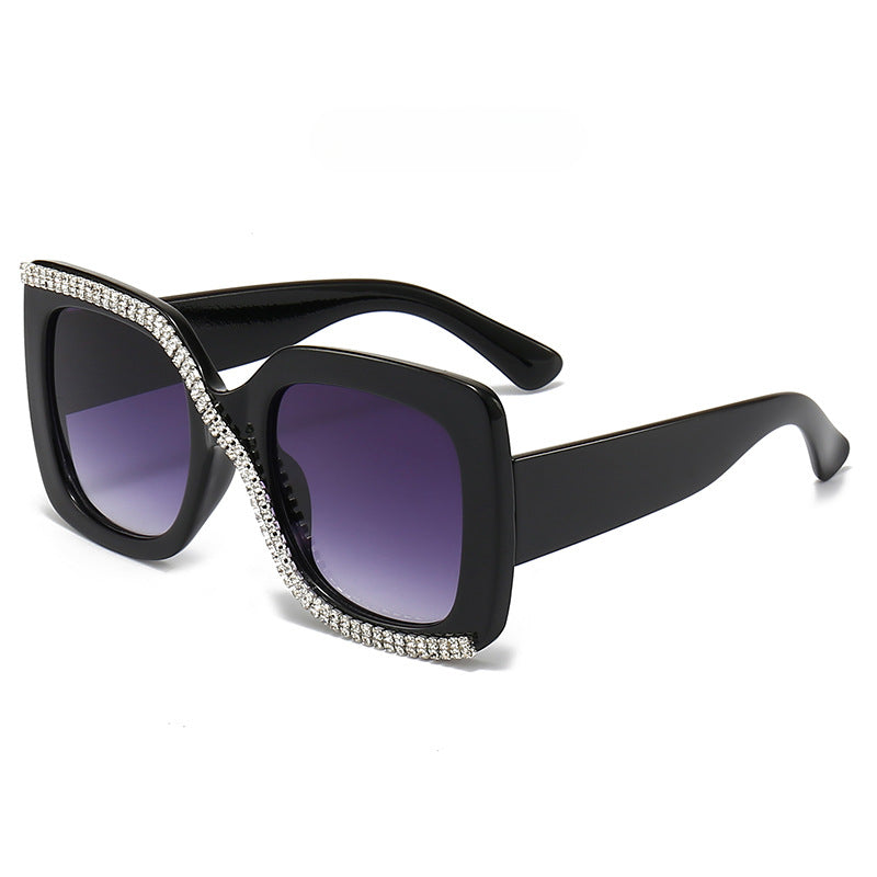 Gafas de sol de PC de marco cuadrado grande de diamantes al por mayor