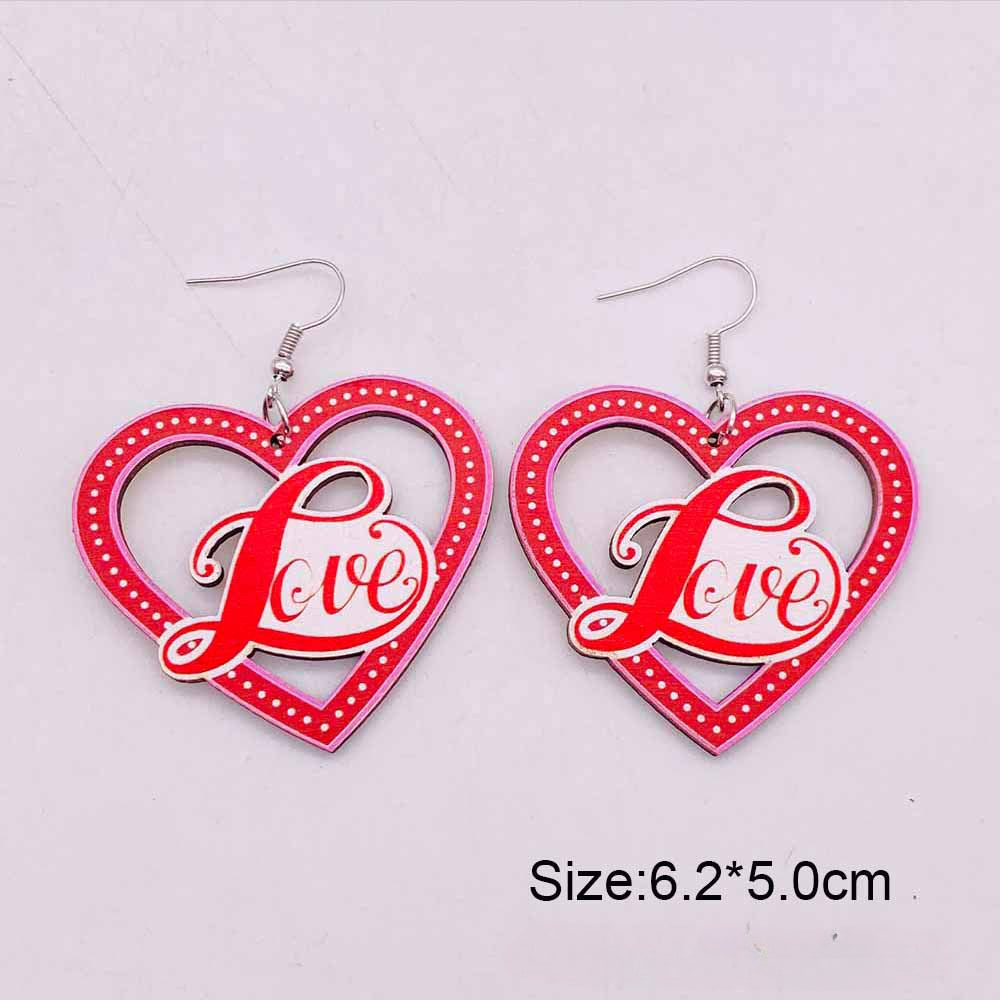 Wholesale Valentine's Day LOVE Love Wooden Earrings