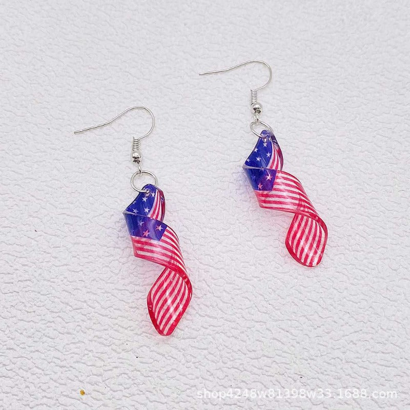 Wholesale Independence Day American Flag Acrylic Necklace Earrings