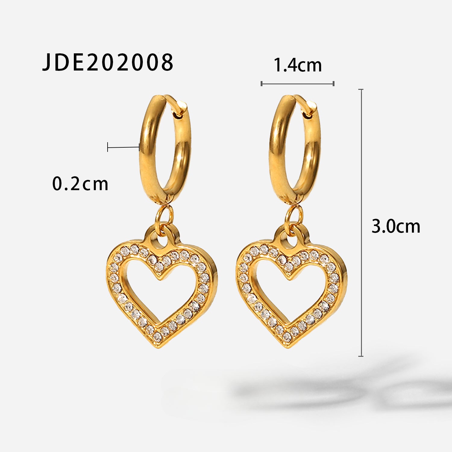 Wholesale 18K Gold Stainless Steel Cutout Love Zircon Earrings