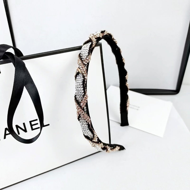 Wholesale Light Luxury Color Blocked Full Diamond Fashionable Versatile High End Sensation Sparkling Diamond High End Headband