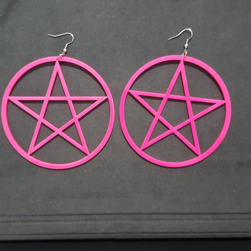 Wholesale Nightclub Oversized Acrylic Hollow Five-pointed Star Earrings