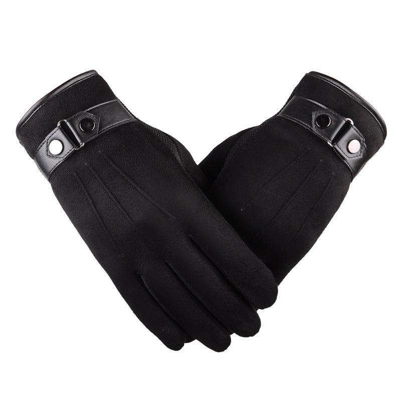 Wholesale suede touch screen men winter thick warm gloves