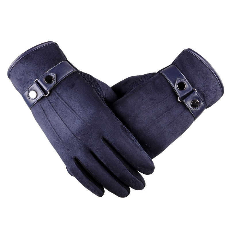 Wholesale suede touch screen men winter thick warm gloves