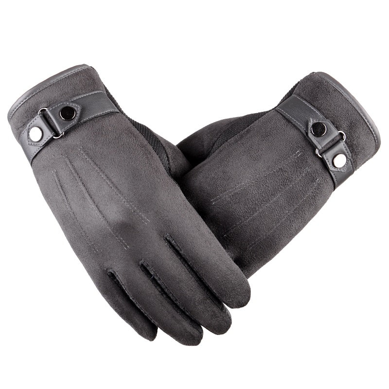 Wholesale suede touch screen men winter thick warm gloves