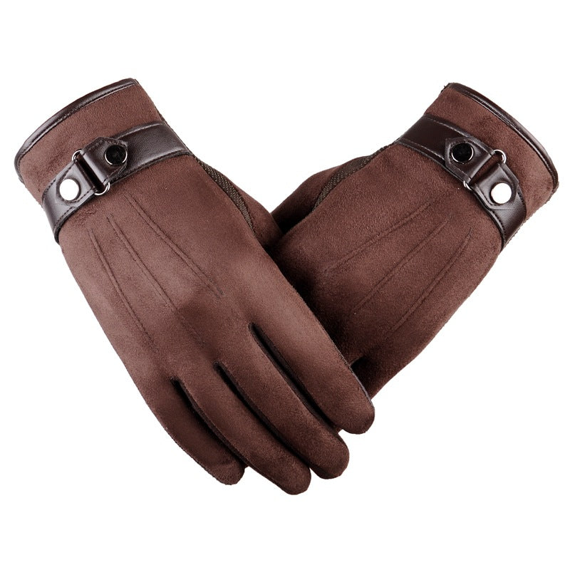 Wholesale suede touch screen men winter thick warm gloves