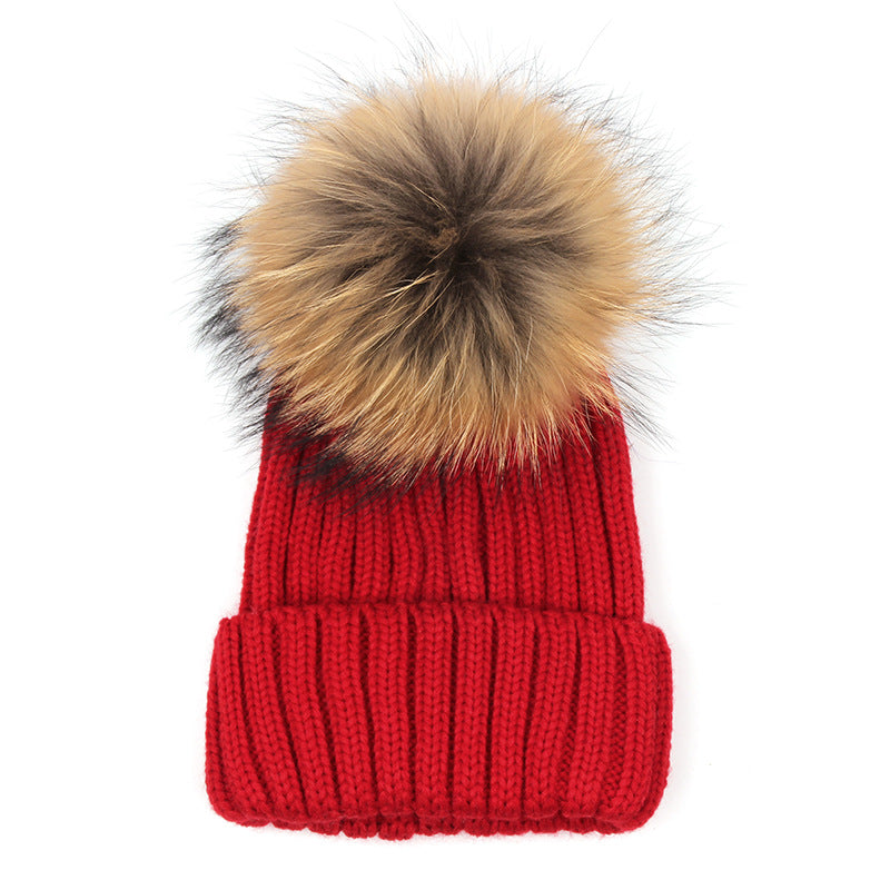 Wholesale Winter Fur Ball Beanie Thickened Warm Knitted Hat