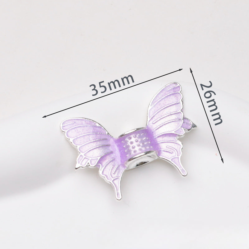 Wholesale 50PCS DIY Metal Electroplated Colorful Wings Butterfly Vertical Hole Loose Beads