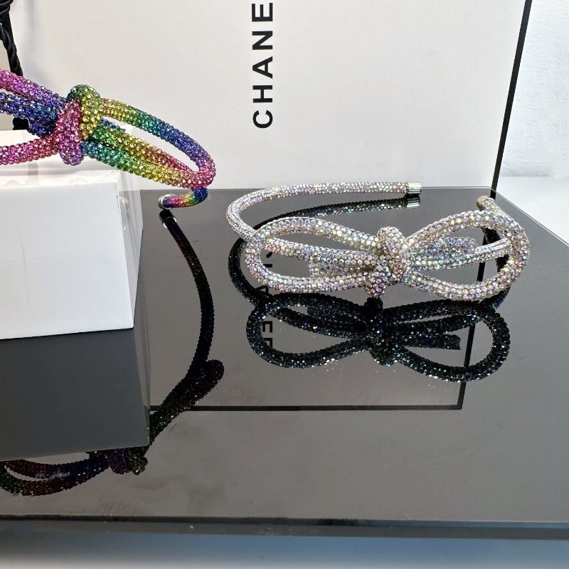Wholesale Super Sparkling Water Diamond Fashion with Diamond Luxury Light Luxury Style Knotting Full Diamond Headband