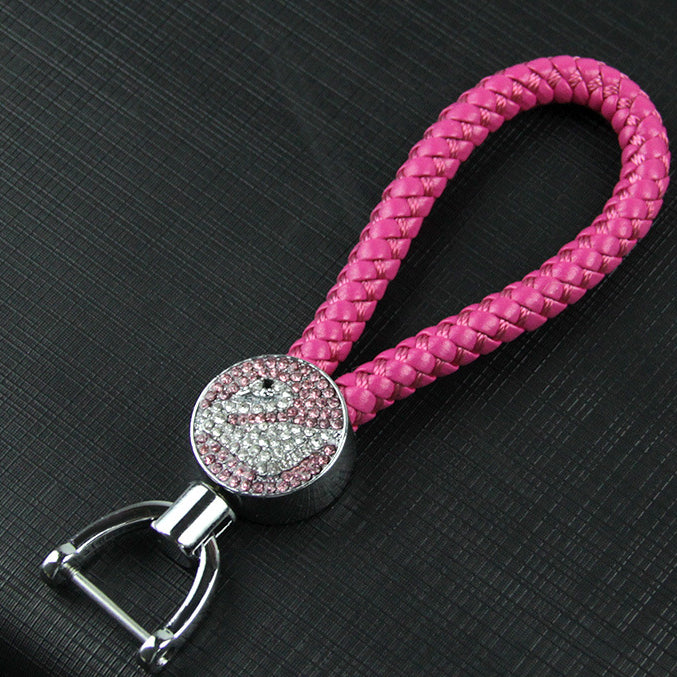 Wholesale Diamond Inlaid Tundra Swan Leather Key Ring