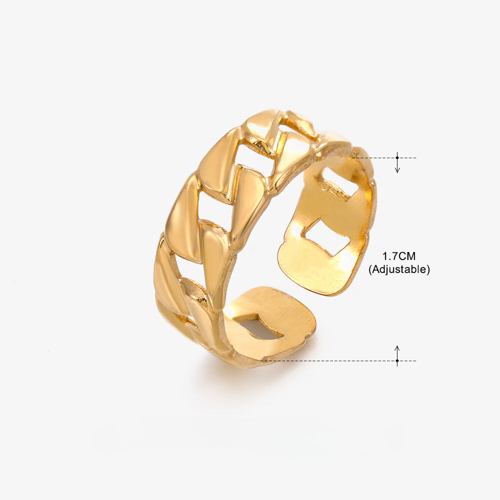 Wholesale Open Adjustable Chain Gold Stainless Steel Ring