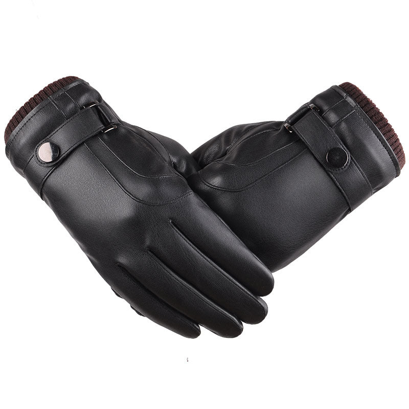 Wholesale Men's Autumn Winter Leather PU Touch Screen Gloves