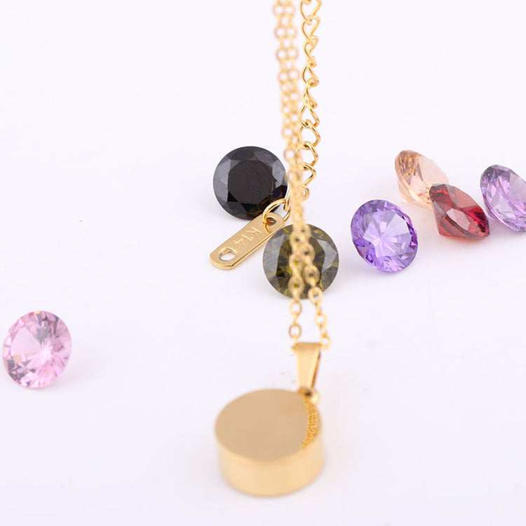 Wholesale Titanium steel stainless steel personality creative design ladies fashion DIY replaceable diamond 8 color necklace