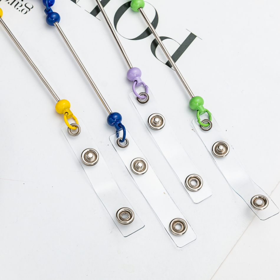 Wholesale Badge Reels DIY Beadable Bar  Retractable Keychain