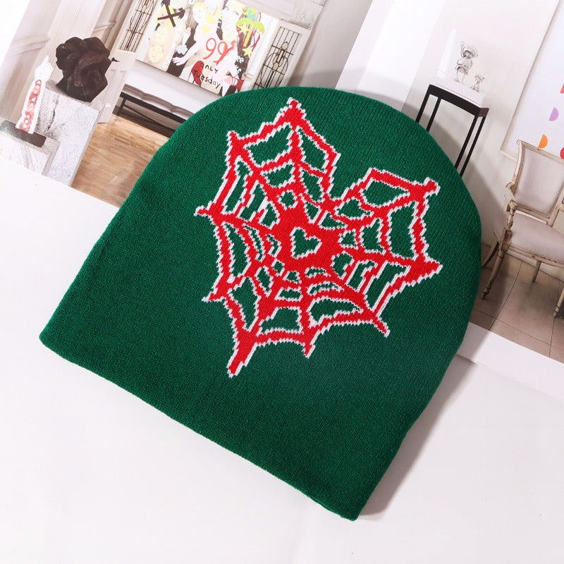 Wholesale Personality Trend Spider Web Pattern Jacquard Needle Warm Breathable Street Style Beanie