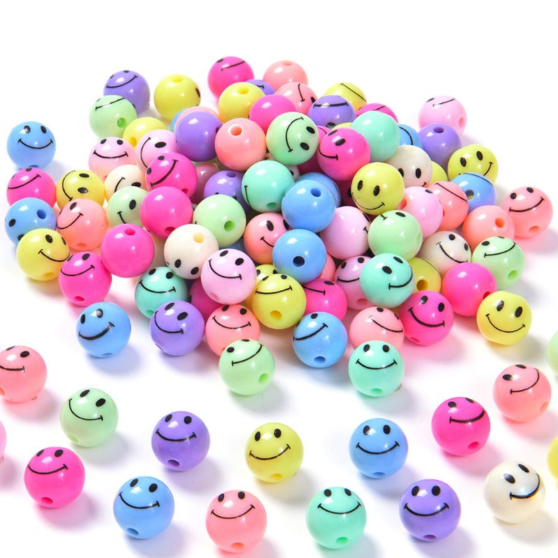 Wholesale 50pcs Acrylic Round Smiley Face Necklace Diy Beads