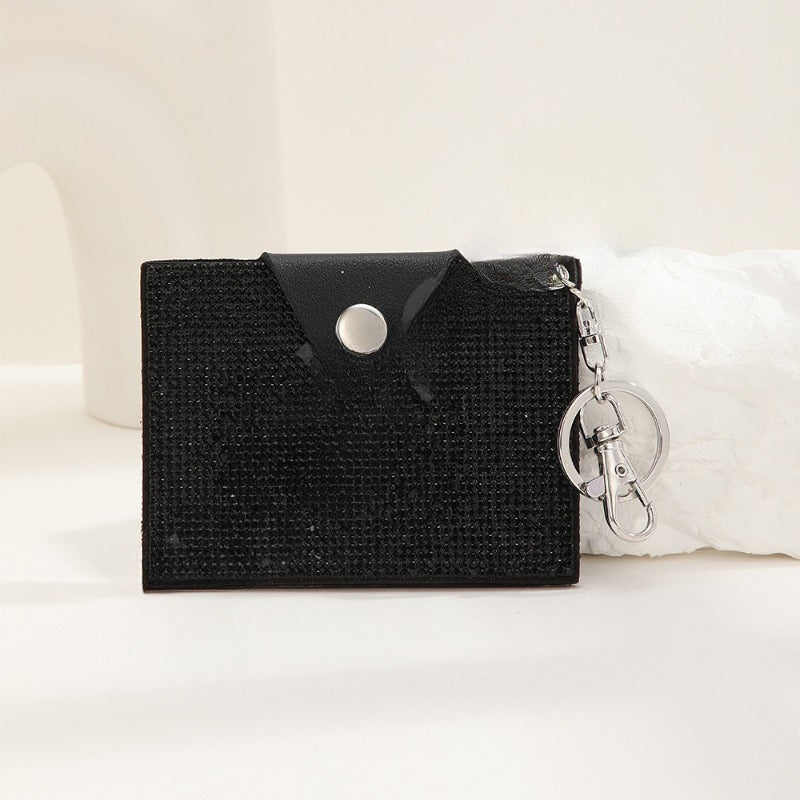 Wholesale Fashion Colorful Rhinestone Credit Card Holder Coin Purse Leopard Print Colorful Card Holder Leather Keychain