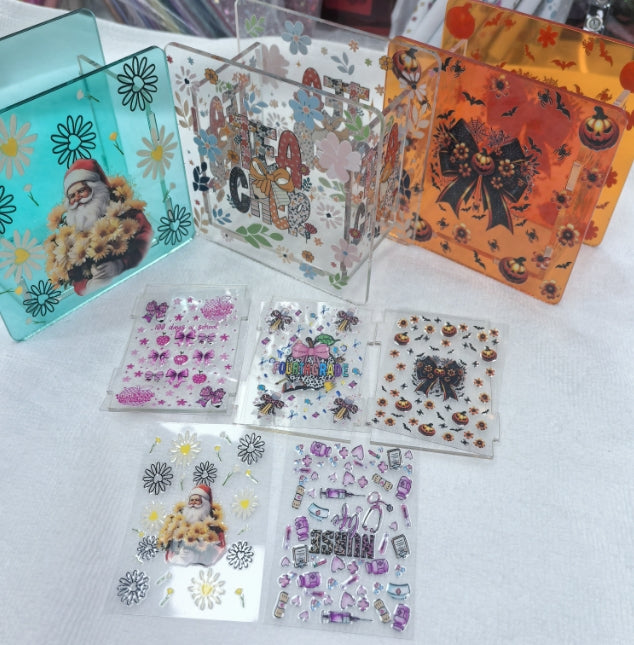 Wholesale 10cm 3+12pcs Solid/Gradient Acrylic Pen Holder with Stickers Set  | Trendy Desk Organizer for School, Office, Gaming Desk Decor